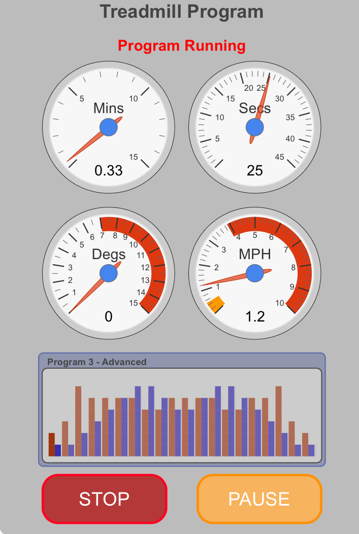 Web interface showing operational screen