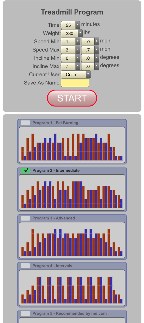 Web interface showing set-up screen
